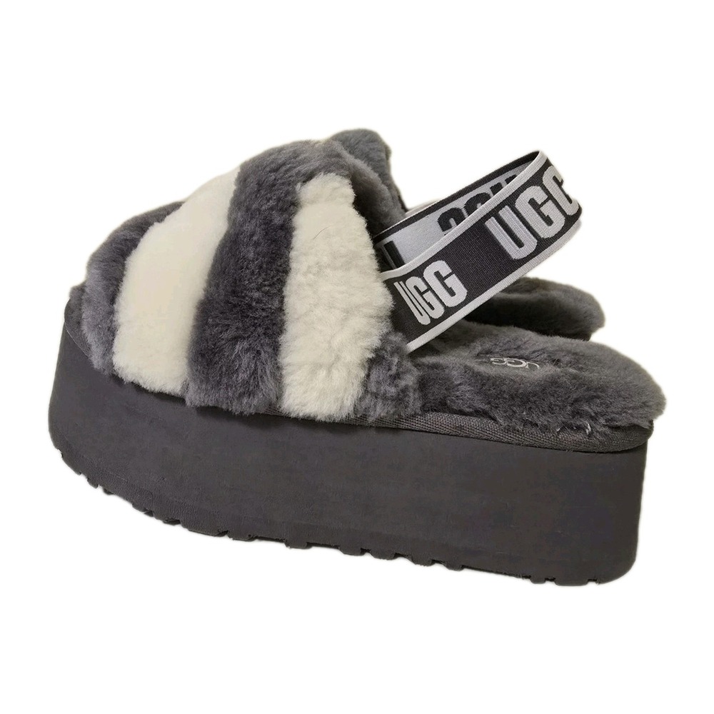 UGG Disco Stripe‎ platform Sandal Size 6 Womens Grey White Combo